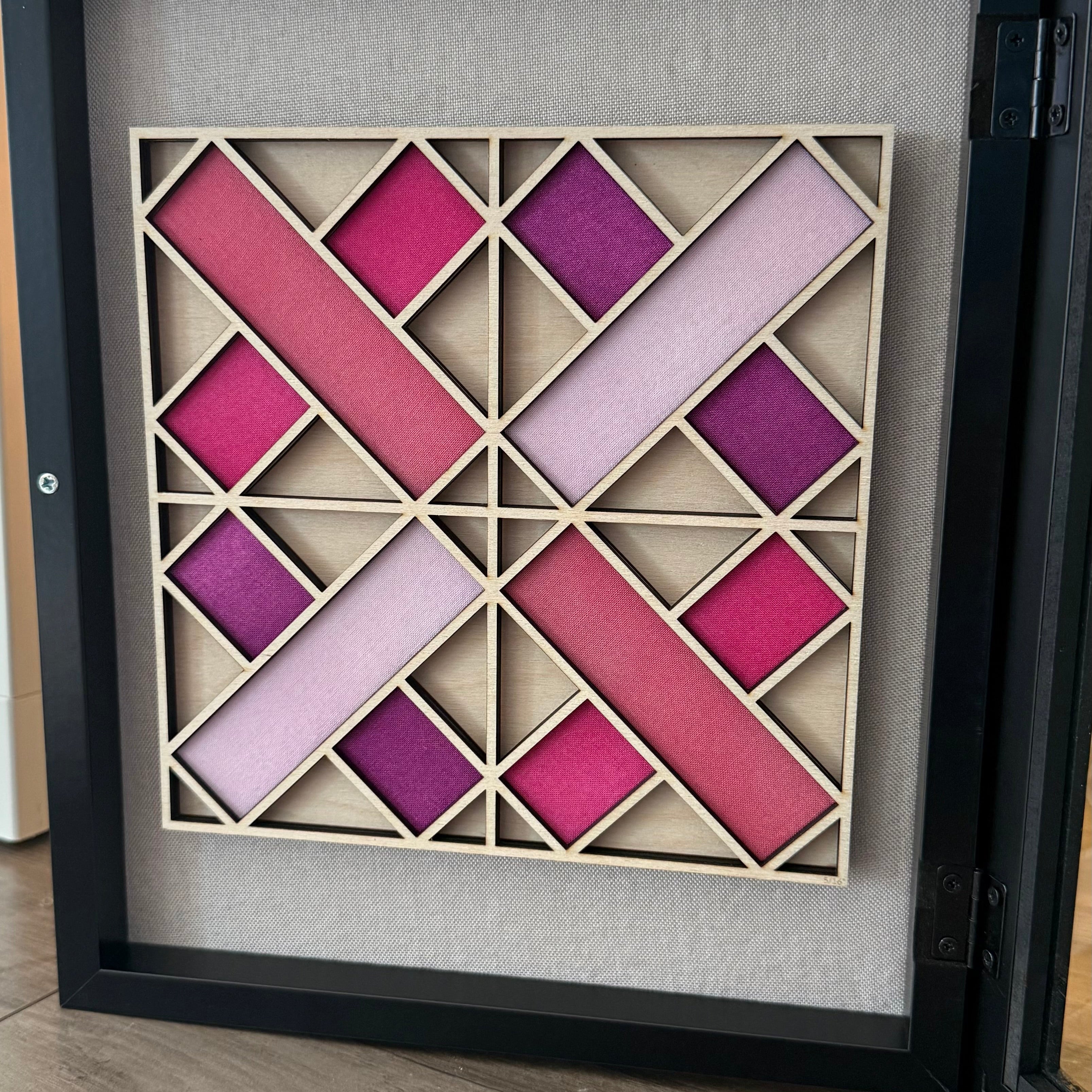 Intersection: Laser Cut Quilt-Like Wall Art | Framed Wood Décor | One of One