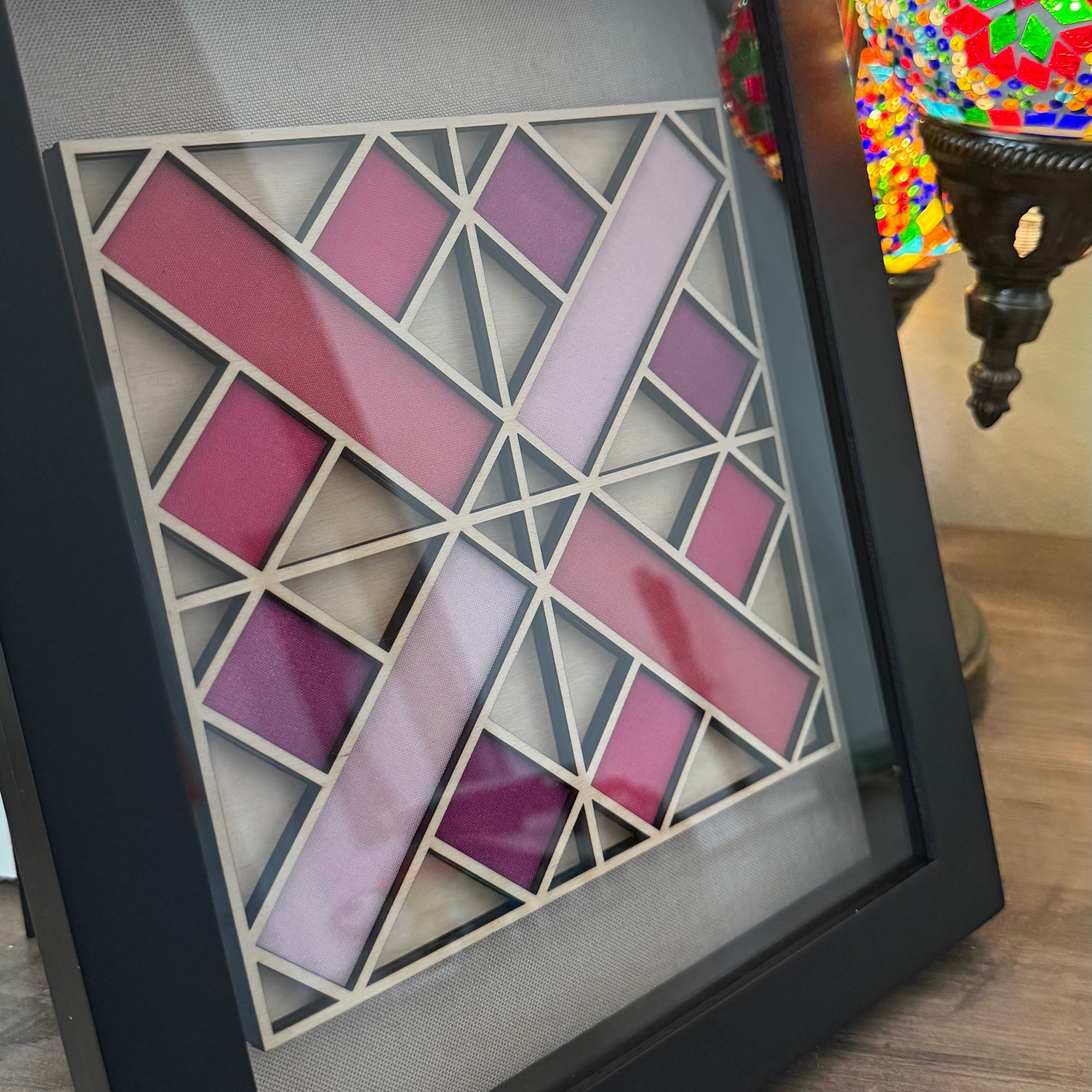 Intersection: Laser Cut Quilt-Like Wall Art | Framed Wood Décor | One of One