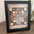 Geometric Quilt Block Wood Wall & Shelf Art | Modern Fabric & Wood Framed Artwork | One of One