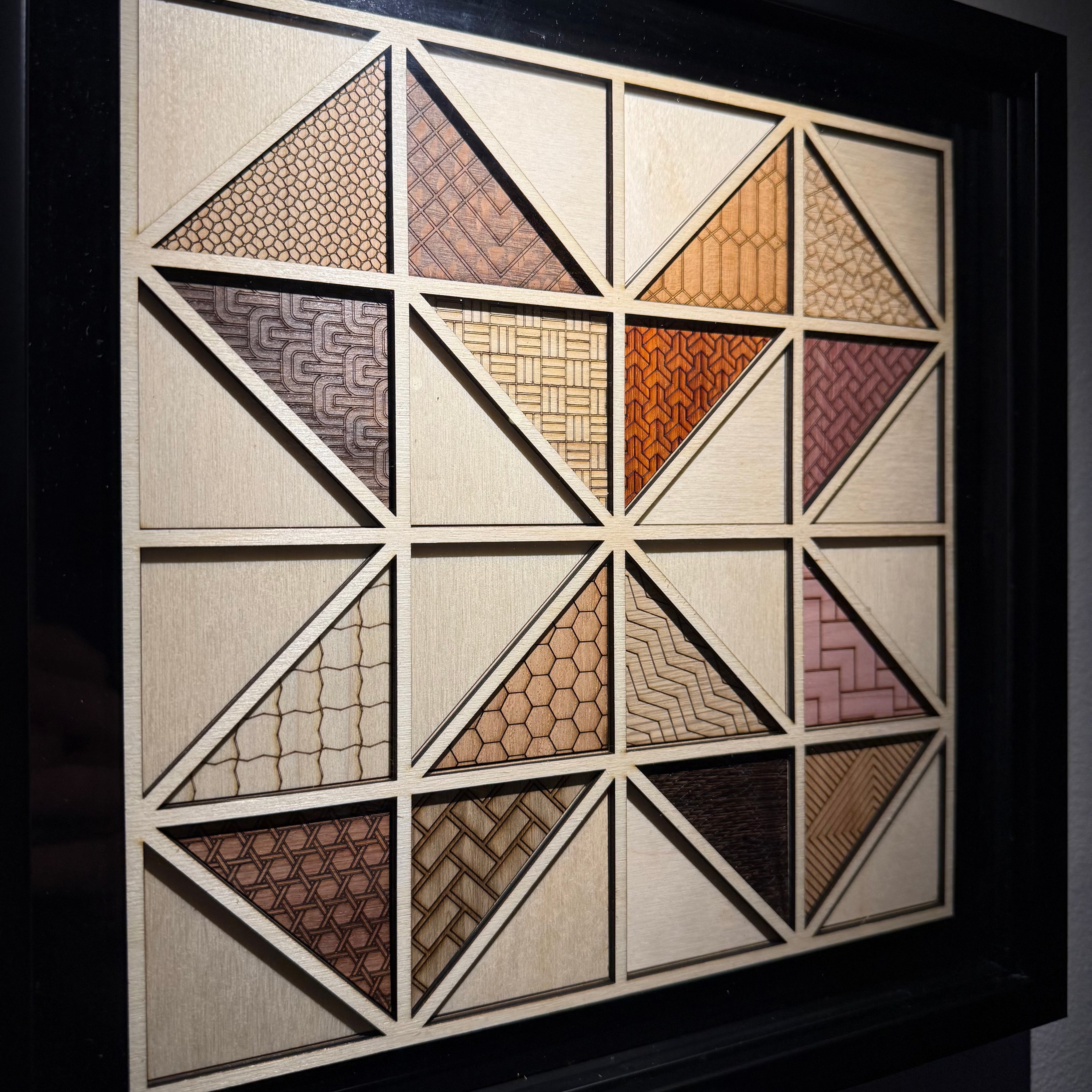 Convergence: Laser Cut Quilt-Like Wall Art | Framed Wood Decor | One of One