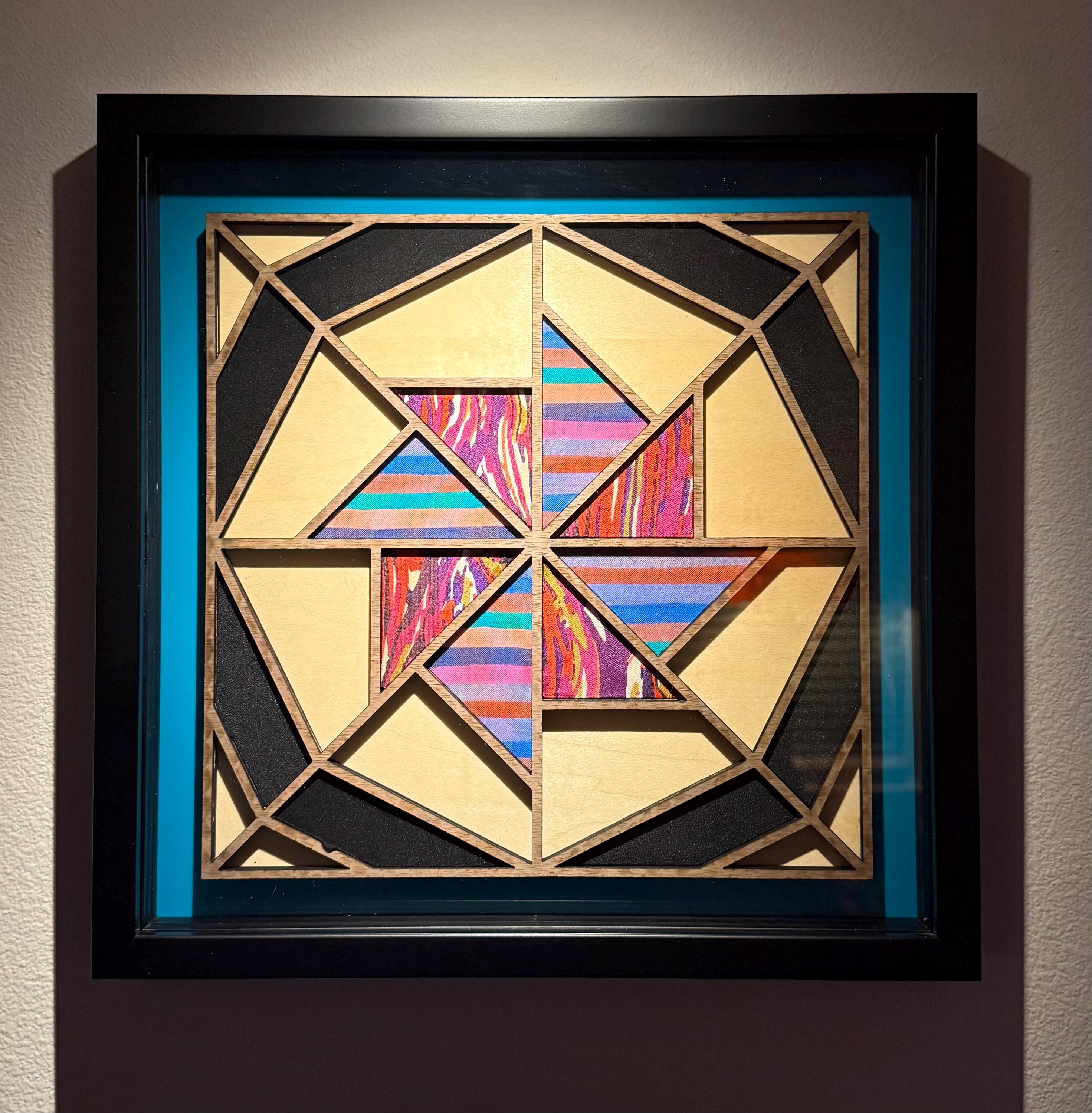 Laser Cut Quilt Block Wall Art | Framed Wood & Fabric Quilt-Inspired Decor | Handmade One of a Kind Home Art | One of One